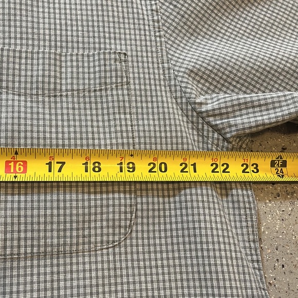 VINTAGE IZOD SHORT SLEEVE BUTTON DOWN COTTON CHECKERED SHIRT GREEN SIZE M - Picture 7 of 10